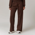 Pantalón de chándal ancho marrón oscuro con cintura alta y detalle de costura frontal - S / café