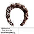 Padded leopard print headband with sponge filling and soft fabric texture for women - 24-velvet Dark Brown Leopard Print Headband