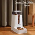 White automatic gravity pet feeder for cats and dogs with a transparent food storage tank - Feeder / Generation 2 / White