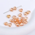 Perla di vetro a cuore color ambra su ago di metallo per creazione gioielli DIY - Cuore-6mm-Arancione