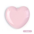 Detailed view of pink heart-shaped stainless steel tray with polished smooth finish - Pink