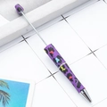 DIY beaded pen featuring a purple leopard print design and a sleek metal rod extension - Purple Leopard Print Pen (56)