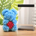 Blue rose teddy bear with red heart in transparent display box for Valentine's Day - 23CM Bear+Gift Box+Light / Sky Blue with Red Heart