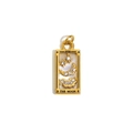 18K gold plated tarot card pendant featuring The Moon design and mother of pearl inlay - Gold-Moon
