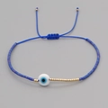Bracciale etnico con malocchio in perline Miyuki blu con chiusura a cordoncino - Blu Scuro (MI-B200498Q)