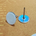 Silver flat pad earring studs with pins for DIY jewelry making and craft projects - Iron Flat Head Pin (with Adhesive)