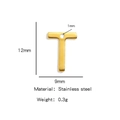 Golden stainless steel letter T charm pendant for DIY jewelry, 12mm x 9mm size - Letter T