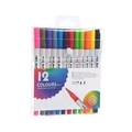 Lot de 12 feutres aquarelle à double pointe et pointe fine dans un étui transparent - 12 Couleurs Corps Blanc