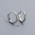 Minimalist 925 sterling silver 9mm hoop earrings with certified S925 engraving details - 9mm White Gold