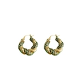 Pendientes de aro en U retorcidos de acero chapado en oro 18K con piedras de circón verde - Chapado en oro de 18K con circonita verde