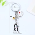 Dimensioni dettagliate del portachiavi Husky in metallo con campanellini e tag - Husky Cuore