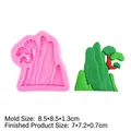 Molde de silicona picos de montaña con base rosa y producto terminado de montaña verde - Montaña Chino (B164) / Rosa