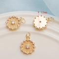 14K gold plated flower pendant with cubic zirconia inlay for DIY jewelry making - 14K Gold Round Plate