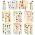 Detailansicht der chinesischen Hanfu-Aufkleber mit Illustrationen der 24 Sonnenbegriffe - Xinfu Mädchen Stil 2 (Antiker Stil Sonnenbegriffe)