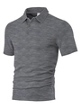 Grijs poloshirt voor heren met korte mouwen, wafeltextuur en een casual losse pasvorm - S / Donker Gemêleerd Grijs