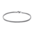 Polished silver stainless steel hip hop chain bracelet for men with lobster clasp - 2.5mm Width 200mm Length (KB126589-Z)