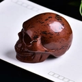 Polished reddish-brown jasper skull carving with black spots for home decor - Gold Swan/Red Jasper Skull-1.5 Inches
