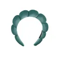 Deep green velvet puffy cloud headband with thick padded design for women and soft texture - Peacock Green (Velvet)