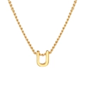 Gold-plated stainless steel rope chain necklace featuring a capital U letter pendant - Letter U