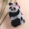 Simpatico fermaglio per capelli a forma di panda in acetato con fiorellino rosa - Panda con fiore rosa (H518)