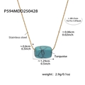 Tableau des tailles détaillé pour collier en acier inoxydable avec pendentif turquoise - Turquoise Bleue