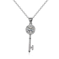 Silver-plated necklace featuring a white zircon key-shaped pendant with S925 stamp - Xl-29 [with Chain]
