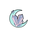 Pin esmaltado de luna verde menta con racimo de cristales púrpura y estrella dorada - Wy1447
