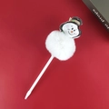 Creative Christmas snowman ballpoint pen with a white fluffy pompom on a red background - Snowman-7