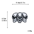 Three skeleton patch 9.4x6.5cm embroidered iron-on for DIY Halloween clothing decor - 10659-Triple Skull