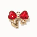 Ciondolo a fiocco dorato con cristalli rossi a cuore per la creazione di gioielli DIY - Zirconia Rossa Base Dorata