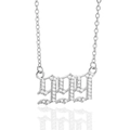 Silver gothic 999 angel number necklace pendant with micro-pave cubic zirconia - Platinum-999