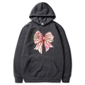 Dark grey Christmas hoodie with festive bow print and Oh Christmas Tree text - Dark Gray