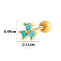 Gold labret earring featuring three turquoise stones in a clover cluster design - 0178-5# Gold Blue