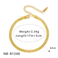 Dettaglio del bracciale a catena serpente placcato oro 18K con misure e peso del prodotto - Catena a Serpente Corta Larga 4mm (NB-B1248)