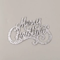 Scritta Merry Christmas argentata glitterata per decorazione albero di Natale e fai da te - Argento