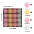 16pcs flocked Christmas ball ornaments in pink, yellow and green for tree decoration - Pink Yellow Blue Mix