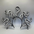 Cerchietto Medusa gotico con serpenti argentati per costume cosplay di Halloween - Argento Antico