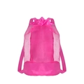 Rose red mesh beach bag with drawstring closure and breathable fabric for kids - New Style No Pocket Mesh Backpack Rose Red 23x50cm