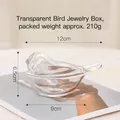 Transparent bird-shaped glass jewelry storage box for rings and small accessories - Bird Shape / Clear