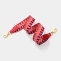 Adjustable woven handbag strap with red leather ends and gold-tone metal clasps - Red Gold Buckle