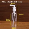 Flacone per lozioni PET trasparente da 100ml con pompa a becco bianco per viaggio - 100ml-Flacone a Becco d'Anatra