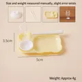 Miniature kitchen dollhouse tableware set featuring yellow tray and white bowls - Yellow Bear Tray 4-piece Set
