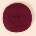 Classic burgundy wool beret with round flat top and fiber texture for winter - M / Burgundy