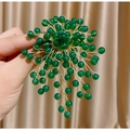 Handmade floral brooch with green natural beads and wire weaving details - Green Round Beads Dangle Style(TB929)