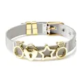 Silver mesh bracelet with golden heart and star charms with a pin buckle closure - W-Two Tone (Ring Lock Star)
