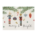 Waterproof Christmas placemat with nutcracker watercolor art and Merry & Bright text - Regular Linen Style / Watercolor Nutcracker & Pine