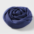 Artistic rose fold design of a blue cotton linen scarf with rich woven texture - Royal Blue