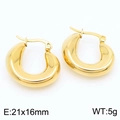 Pendientes de aro ovalados gruesos en acero inoxidable bañado en oro 18k 21x16mm - Estilo D Dorado (KE113127-KFC)