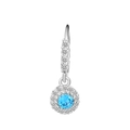 Silver piercing ring featuring a sky blue stone and pavé crystal accents - Silver Blue Stone Ring Nose Ring (K-700)