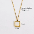 Detailed view of 14k gold plated necklace with shell inlay and 1.5cm x 1.2cm pendant - Retro Shell Square